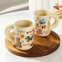 Mugs Original Design Lovely Cream Cup Graffiti Bear Mug Ceramic Household Water Milk Coffee Couple Bottle Gift