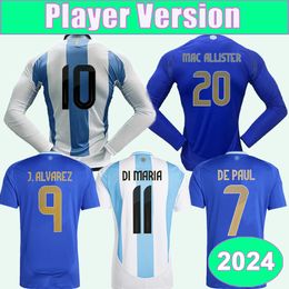 2024 DI MARIA Mens Player Soccer Jerseys MARTINEZ ROMERO DE PAUL MAC ALLISTER J.ALVAREZ TAGLIAFICO Home Away Football Shirts Shirts Uniforms