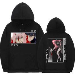 Men's Hoodies Sweatshirts Japanese Anime Darling In The Franxx Zero Two Hiro Graphic Print Hoodie Men Women Plus Size Sweatshirts Casual Strtwear Tops T240510