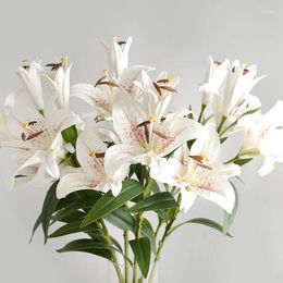 Decorative Flowers Real Touch Lily Branch Plastic Fake Flower Wedding Party Decoration Pography Props Deco Mariage Fleurs Artificielles