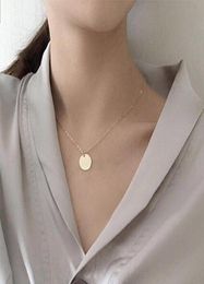 Punk Silver Gold Color Coin Necklace Dainty Disc Pendant Necklace Minimalist Gold Coin Layering Everyday Jewelry8263634