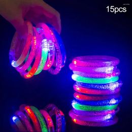 Party Decoration 15Pcs LED Luminous Bracelet Glows In Dark On/Off Switch 8-12H Glowing Time Bangle Flashing Arm Band Accessory