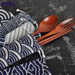 Dinnerware Sets Portable Cutlery Bag Convenient Stylish Picnic Trendy Travel Innovative Linen Container Reusable Tableware