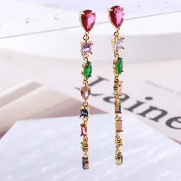 Stud Earrings European And American Jewellery Wholesale Shine Irregular Drop Square Long Tassel Elegant Temperament