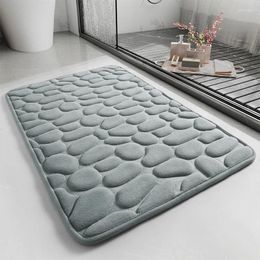 Bath Mats High Quality Pebble Mat SBR Anti-Slip Bottom Design 3D Embossed Stone Bathroom Carpet Massage Foot Rug