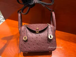 Designer Bag High quality 19 cm handmade ostrich leather handbag Stylish women's leather shoulder bag Top designer shoulder bag Practical clutch purse