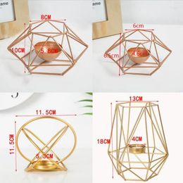 Candle Holders 2024 Modern Wrought Iron Geometric Holder Gold Candlestick Tea Light Crafts For Home Party Wedding Decor Ornaments