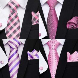 Neck Tie Set Luxury 100% Silk Tie Handkerchief Pocket Squares Cufflink Set Necktie For Men Blue Red Clothing Accessories