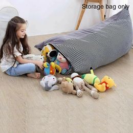 Storage Bags Super-Soft Velvet Toy Stuffed Animal Bean Bag Chair Extra Large Canvas Pouch Stripe Sofa