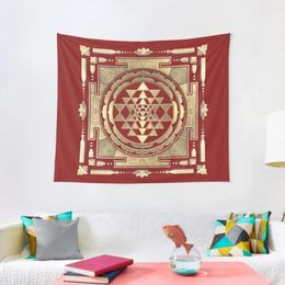 Tapestries GOLDEN SRI YANTRA (temple Umber Background) Tapestry On The Wall Home Decoration Accessories