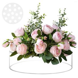 Vases Acrylic Flower Vase Clear Round Floral For Centrepiece 16 Holes Dining Table Decorative