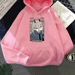 Men's Hoodies Sweatshirts Anime Chainsaw Man Power Kawaii Print Plus Size Hoodie Women Sweatshirts Harajuku Autumn Winter Warm Female Sweatwear Clothing T240510