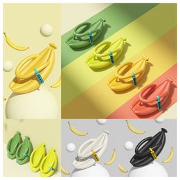 2024 new Designer EVA herringbone slippers for women funny banana men wearing men's clip on solid color thick sole clip on sandals