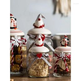 Storage Bottles Christmas Sealed Jar Kitchen Living Room Decoration Food Grade Glass Candy Tea Tank Dustproof High Aesthetic Value