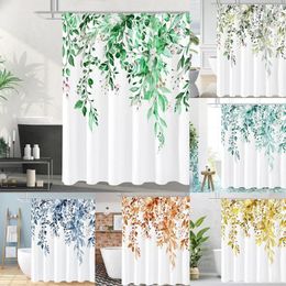 Shower Curtains Greenery Leaf Bathroom Curtain Vine Flower Modern Nordic Minimalist Polyester Home Decor Hooks