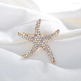 Brooches Starfish Brooch Full Rhinestone White AB Colour Blue Animal Ladies Lapel Pin Jewellery Accessories