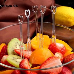 Forks 100 Pcs Mini Fruit Fork Disposable Plastic For Party BBQ Sticks Picks Skewer Set Cake Kitchen Tools