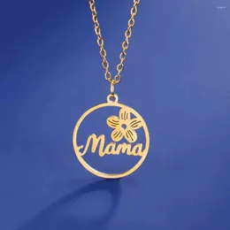 Chains My Shape Mama Letter Flower Pendant Necklaces For Women Stainless Steel Charms Choker Chain Jewelry Mother's Day Gifts Wholesale