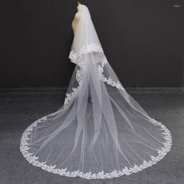 Bridal Veils Lace Cathedral 2 Layers Wedding Veil 3 Metres 2T Cover Face With Comb Blusher Accessories 308g