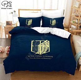 Bedding Sets Attacking Giant 3D Printed Home Textiles Quilt Cover Polyester Set Luxury Three-Piece Pillowcase