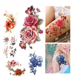 Flower Bird Decal Fake Women Men DIY Henna Body Art Tattoo Design Butterfly Tree Branch Vivid Temporary Tattoo Sticker3765725