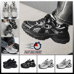 Popular thick soled dad shoes women new China-Chic casual shoes lace-up free shipping youth lovers new trendy mens sliver unisex sport high quality black round 2024