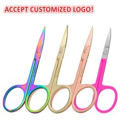 Stainless Steel Eyebrow Scissor nose hair Trimming Makeup Scissors rose gold Colourful black Nail Dead Skin Remover2880394
