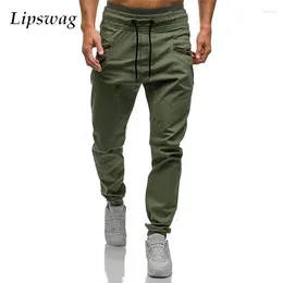 Men's Pants Sports Fitness Slim Elastic Men Spring Fashion Lace-up Drawstring Patchwork Trousers Mens Running Jogging Streetwear