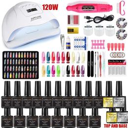 Nail Art Kits Limegirl nail treatment kit gel nail polishing kit with UV LED light electric nail drill processing kit nail tool kit T240510