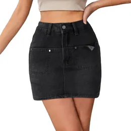 Skirts Korean Y2k Summer A-Line Mini Skirt High Waist Street Fashion Retro Denim Straight Tube Hip Wrap Women'S Belt