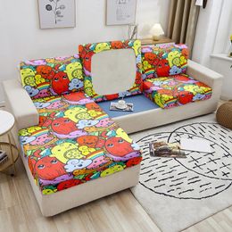 Chair Covers Cartoon Pattern Sofa Seat Cushion Cover Cute Simple Stretch Washable Removable Slipcover For Living Room Decor