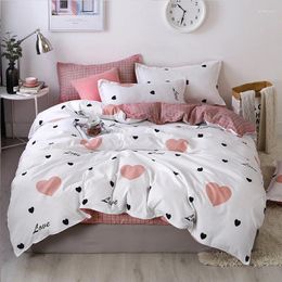 Bedding Sets Room Heart And Polka Dot Print Cute Duvet Cover Bed Set