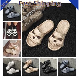 EVA hole shoes with a feeling of stepping on Faeces thick soled sandals summer breathable white black Breathable Home slipper human skeleton slides brown black 40-45