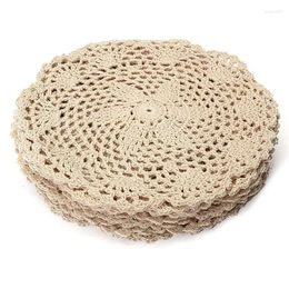 Wine Glasses 12Pcs Vintage Cotton Mat Round Hand Crocheted Lace Doilies Flower Coasters Lot Household Table Decorative Crafts Accessories