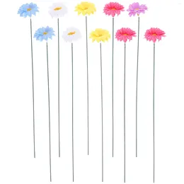 Garden Decorations 10 Pcs Decor For Outside Stakes Flower Colored Gardening Decorative Lawn Green Plants