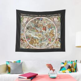 Tapestries ANDREAS CELLARIUS : Vintage 1660 Christian Celestial Constellation Map Tapestry Wall Carpet