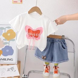 Clothing Sets Children Baby Suits Summer Girls Cartoon Short Sleeve T-shirt And Denim Shorts Two Piece Set Toddler Infant Outfits