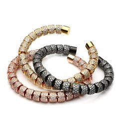 Fashion Gold Color Full CZ Charm Anil Arjandas Bracelet Macrame Bead Bracelet With Micro Pave Clear CZ Watch Protector Leather Bra9585083