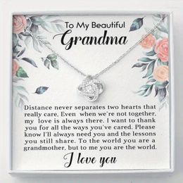 Pendant Necklaces Elegant Rhinestone Necklace With Message Card Gift Box Decorative Accessories Birthday For My Grandma
