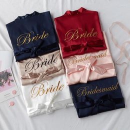 Home Clothing Bride Satin-Silk Robe Women Dressing Gown Wedding Bridesmaid Robes Kimono Bridal Shower Bachelorette Party Gift Decor
