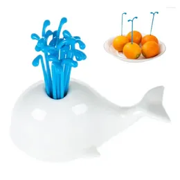 Forks Fruit Picks 16pcs/Set Reusable Pastry With White Whale Base Fork Set Animal Tag Fashion Little