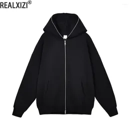 Men's Hoodies Harajuku Jacket Coat Men Women Jackets Polar Fleece Zip Hooded Sweatshirt Oversized Long-sleeved Zipper Top Casual Zipup