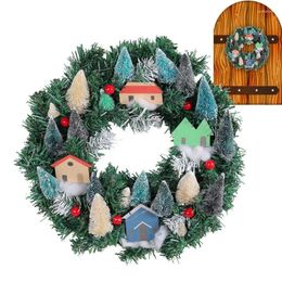 Decorative Flowers Christmas Wreath With Lights Pre-Lit Crafted For Ornament Party Prop Front Door Wall Stairs