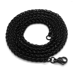 Chains HNSP 3MM-8MM STAINLESS STEEL Black TWIST CHAIN NECKLACE FOR Men Goth Jewellery Punk Male Neck Pendant Accessories