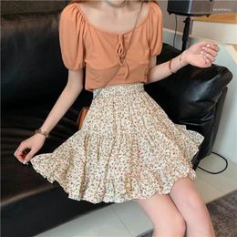 Skirts Floral Ruffle For Women 2024 Y2k Girl Kawaii Fairycore Sexy Mini Lolita Vintage Cute A-line Korean Fashion Aesthetic