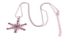 X7 Silver Tone Crystal Snow Pendant Necklace 18quot Snowflake Winter Christmas Holiday Jewelry Drop 9344486