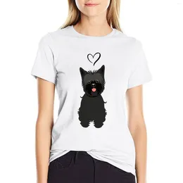 Women's Polos LOVE Black Cairn Terrier Dog T-shirt Short Sleeve Tee Cute Tops Hippie Clothes Funny T Shirts For Women