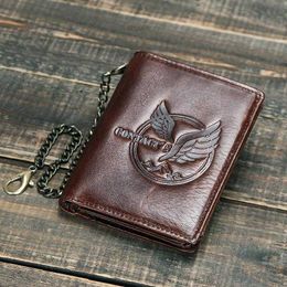 Wallets Wallets Classic Leather Mens Wallet Multi-function Chain Vertical Section Cow 2021