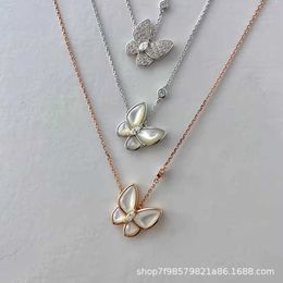 Designer Necklace Vanca Luxury Gold Chain Pure Silver Butterfly Fritillaria Necklace Female Butterfly Pendant Necklace Summer Versatile Trend Collarbone