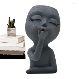 Vases Face Planter Pot Durable Resin Excellent Elasticity Flower Pots Plant Arrangements Home Decor Pen Candy Jewelry Coin